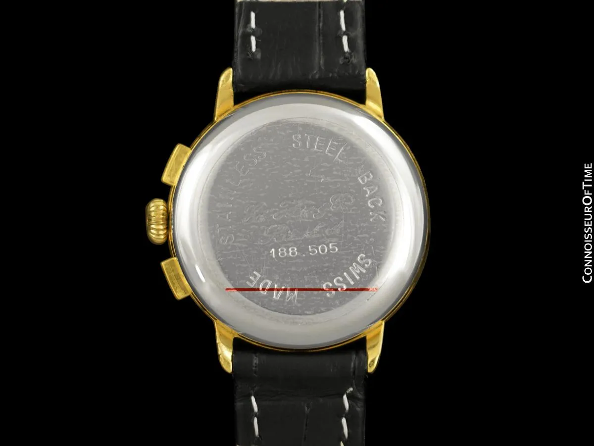 1985 Ed Heuer Mens Rare 125th Anniversary Ref. 188.505 Moon Phase "Golden Hours" Chronograph - 18K Gold Plated & Stainless Steel