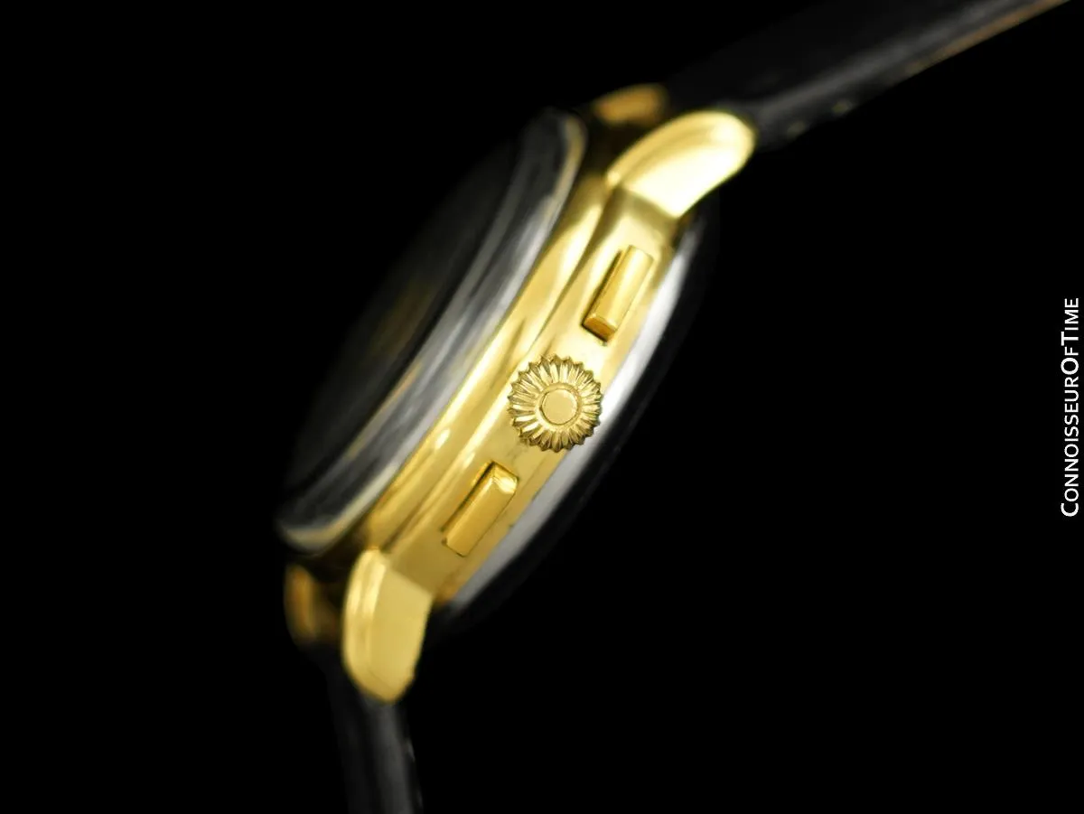 1985 Ed Heuer Mens Rare 125th Anniversary Ref. 188.505 Moon Phase "Golden Hours" Chronograph - 18K Gold Plated & Stainless Steel