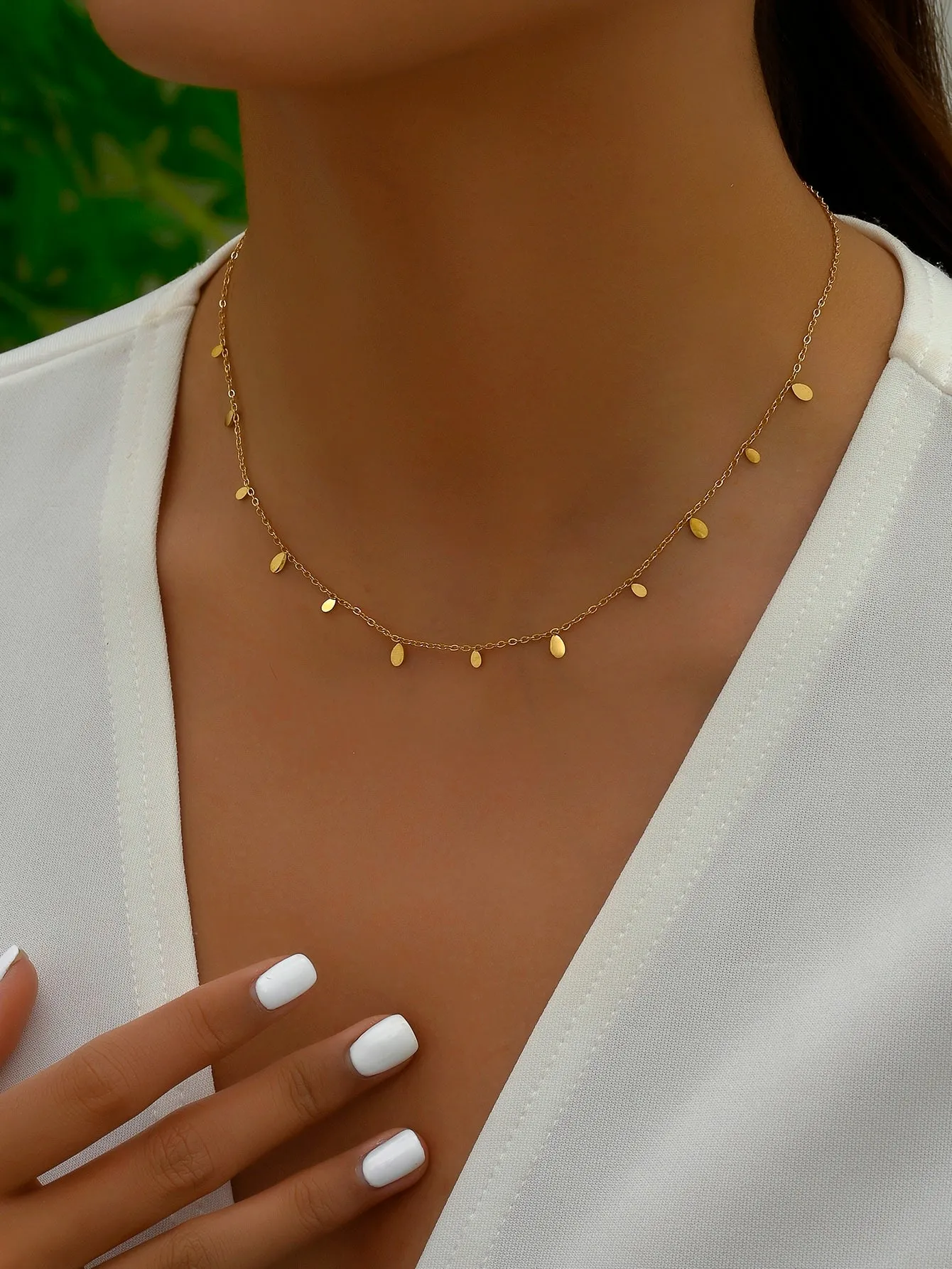 1pc Minimalist Stainless Steel Water Drop Necklace Dainty Necklace Novelty