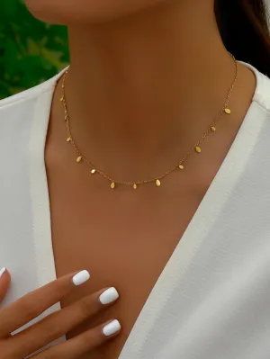 1pc Minimalist Stainless Steel Water Drop Necklace Dainty Necklace Novelty