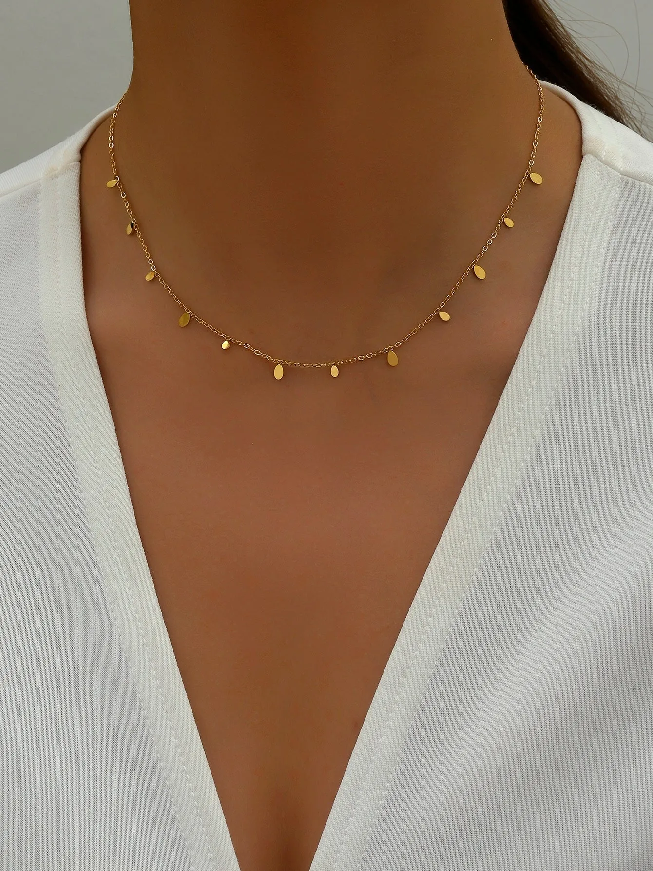 1pc Minimalist Stainless Steel Water Drop Necklace Dainty Necklace Novelty