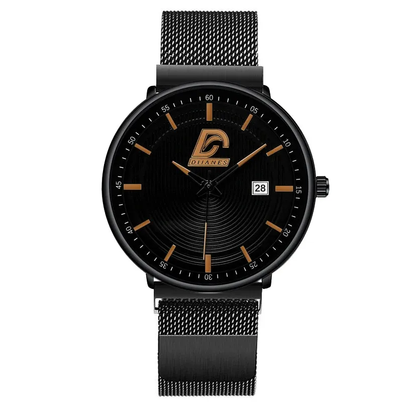 2023 Fashion Mens Minimalist Watches Ultra Thin Magnet Buckle Watch Men Business Stainless Steel Mesh Belt Quartz Wristwatch