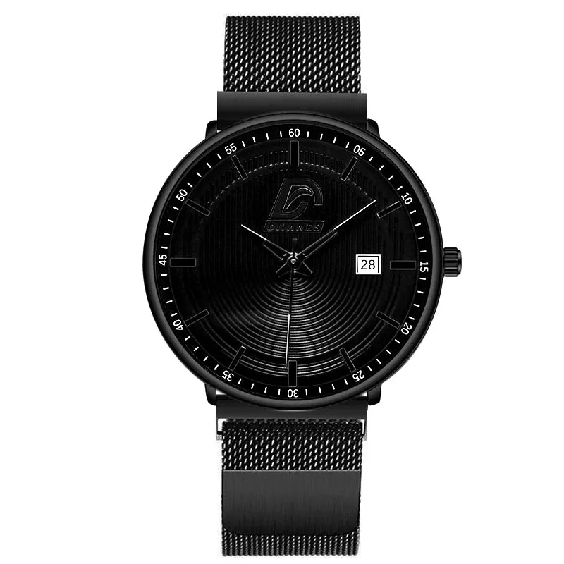 2023 Fashion Mens Minimalist Watches Ultra Thin Magnet Buckle Watch Men Business Stainless Steel Mesh Belt Quartz Wristwatch