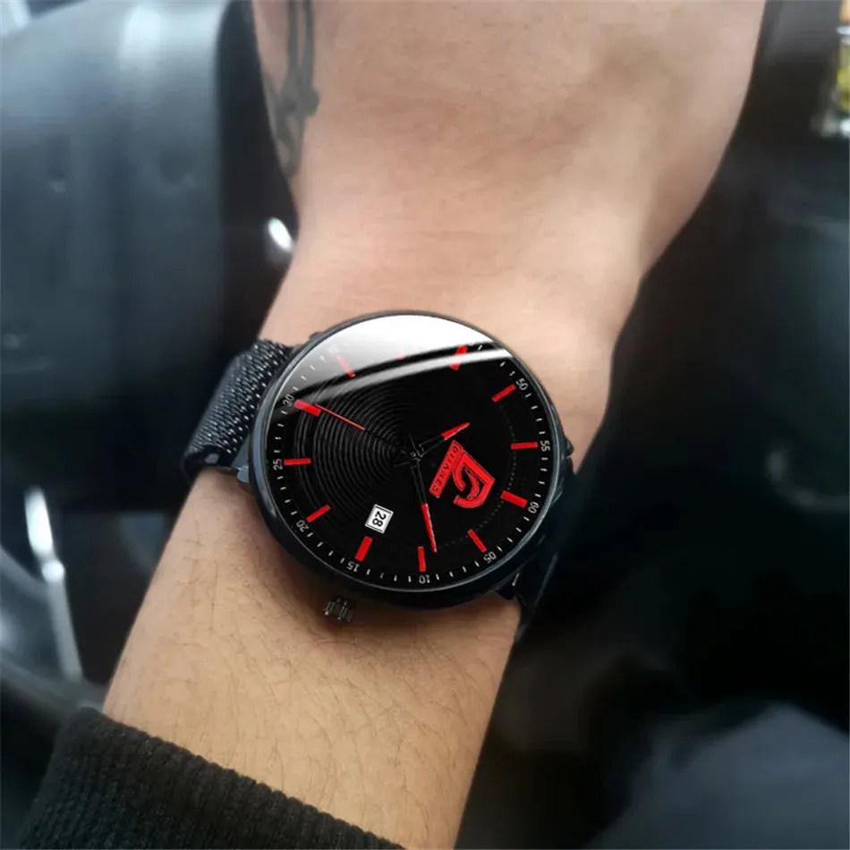 2023 Fashion Mens Minimalist Watches Ultra Thin Magnet Buckle Watch Men Business Stainless Steel Mesh Belt Quartz Wristwatch