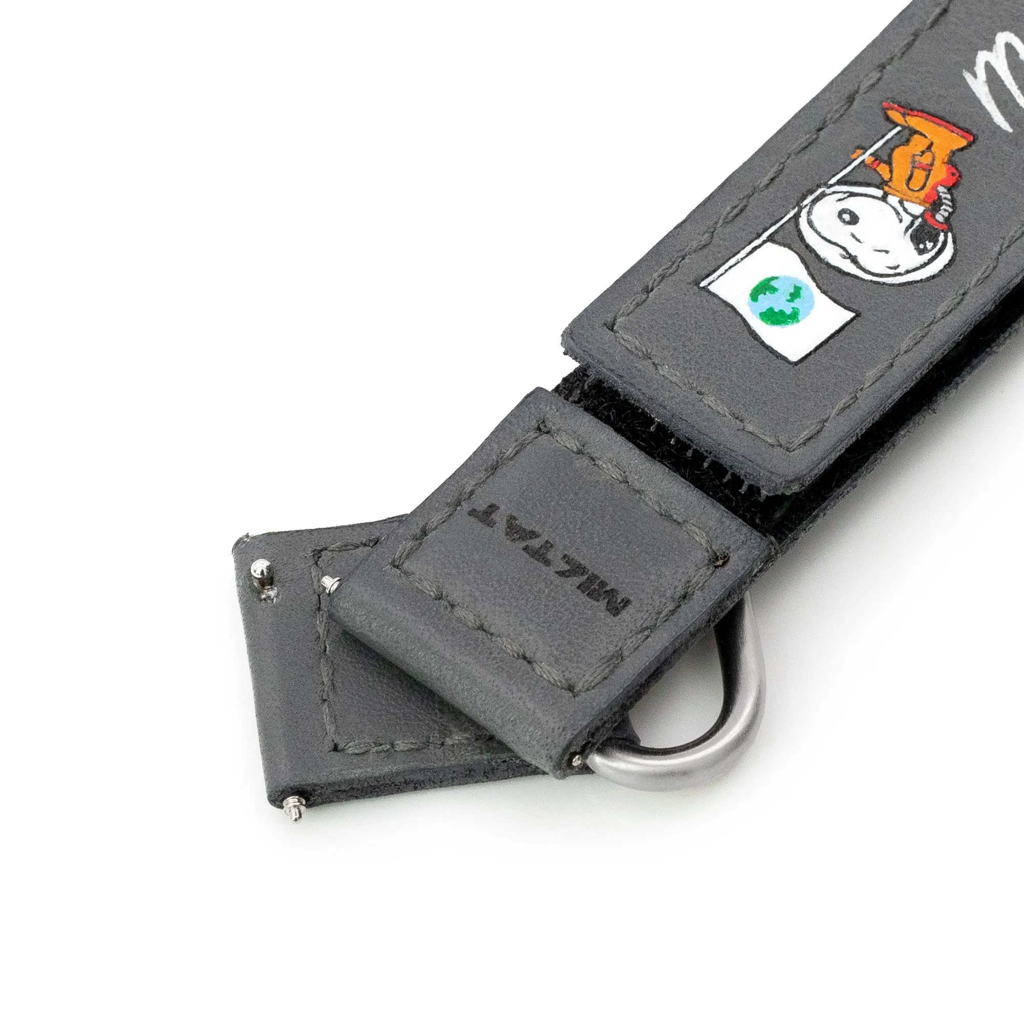 20mm Grey Gunny X MT Moonswatch Q.R. Velcro Leather Watch Strap - Minimalist Snoopy