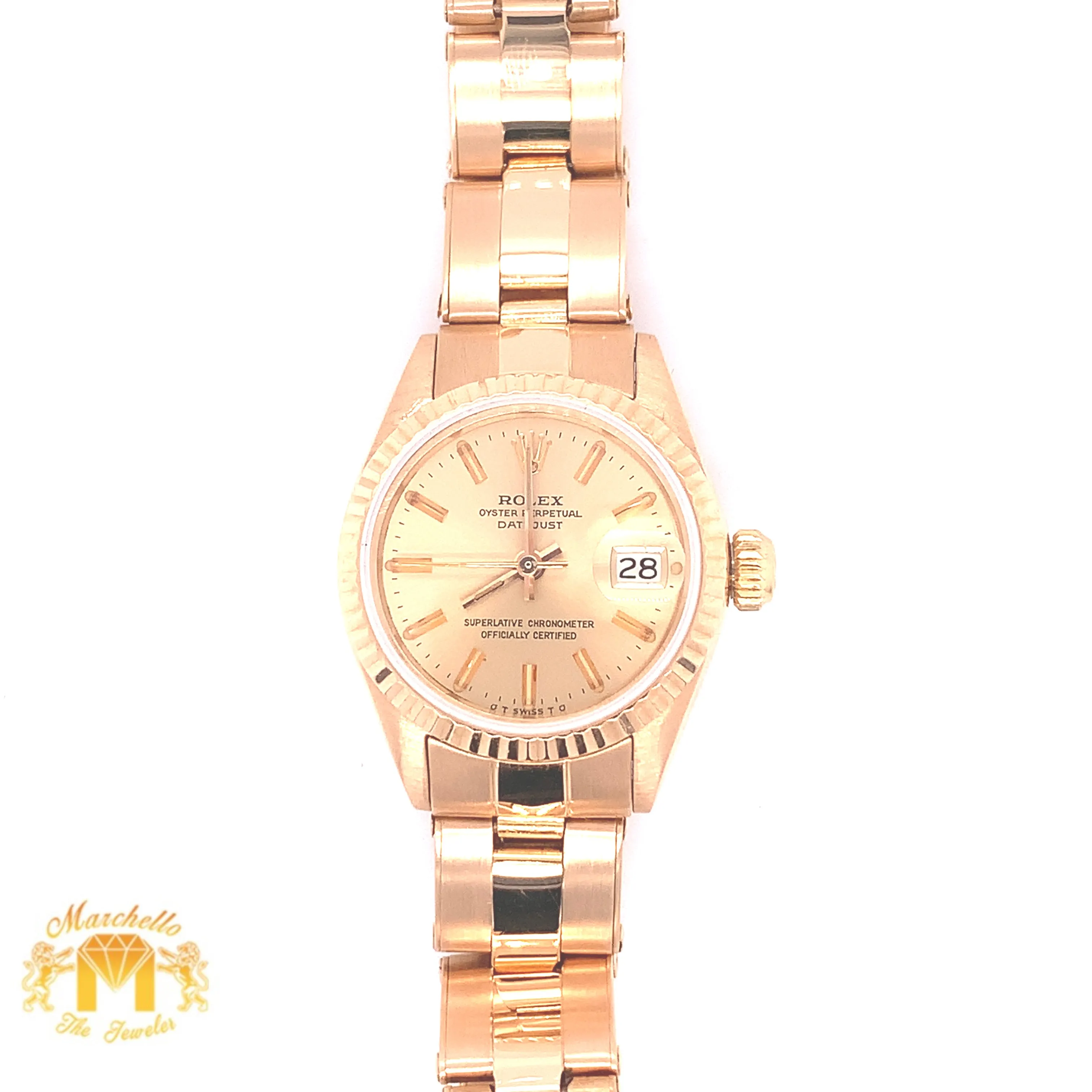 26mm 18k Rose Gold Ladies' Rolex Datejust Watch (gold dial)