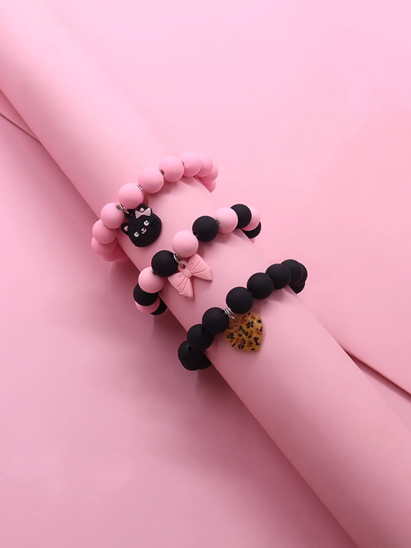 3pcs Toddler Girls Heart Charm Bracelet Kids Bracelet Stackable Bracelet Crafted