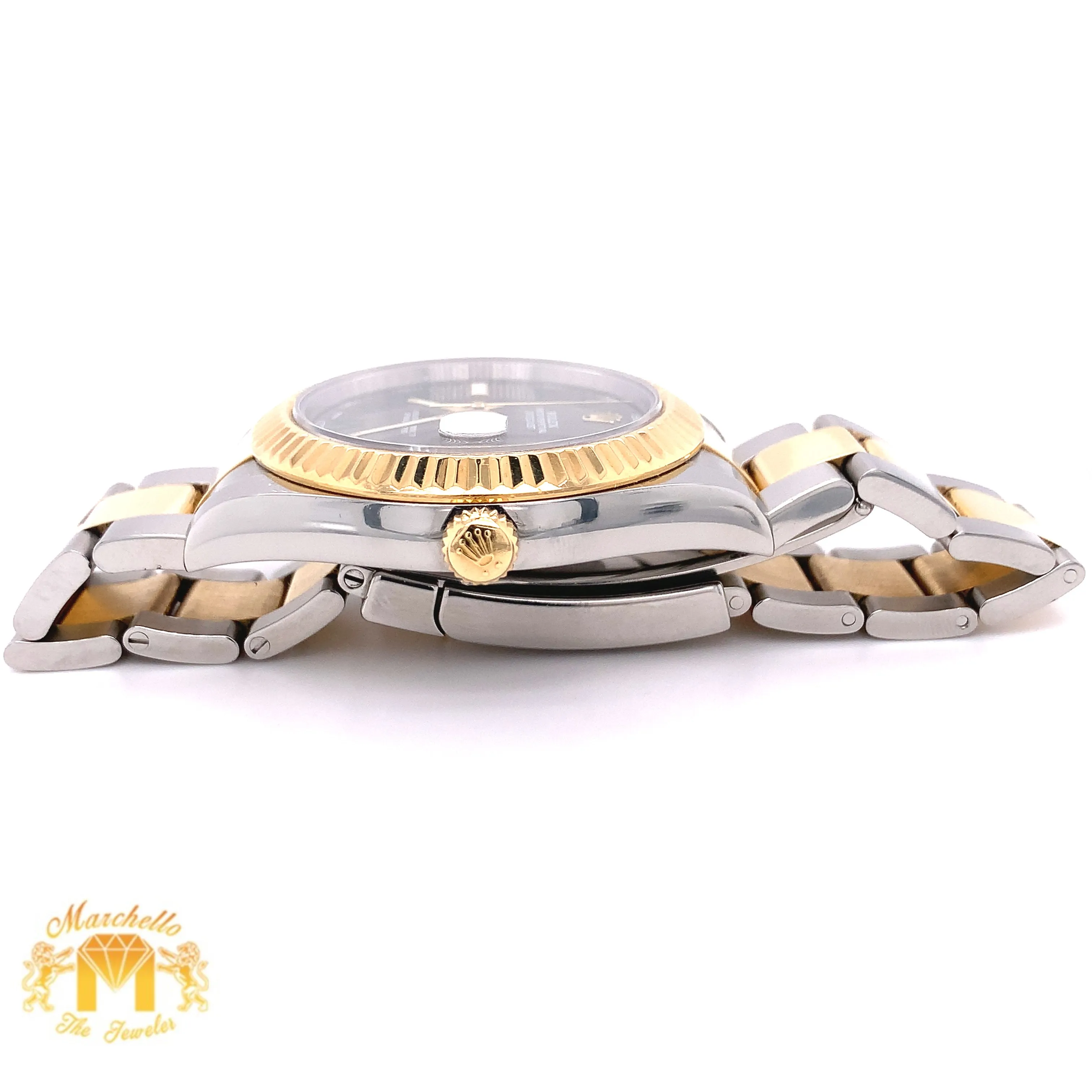 41mm Rolex Datejust 2 Watch with Two-tone Oyster Band and Fluted Bezel (Wimbledon dial)