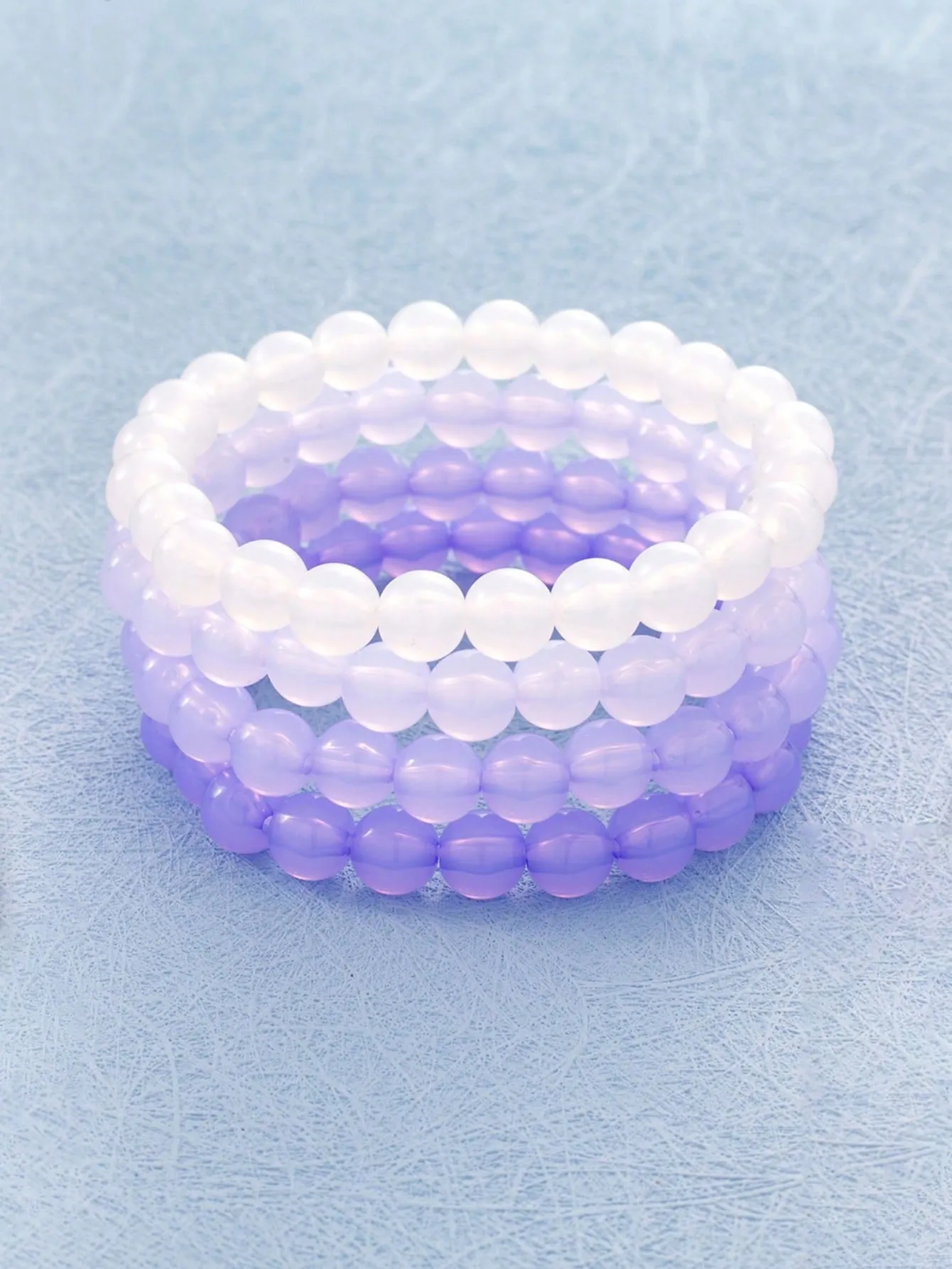 4pcs/set Purple Ombre Minimalist Beaded Bracelet Stackable Stretch Bracelets