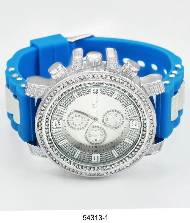 5431-Montres Carlo Stone Case Watch Silicone Band