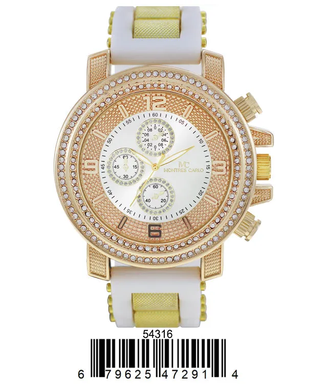 5431-Montres Carlo Stone Case Watch Silicone Band