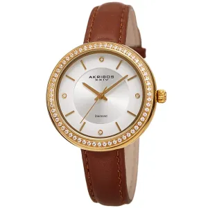 Akribos Xxiv Quartz Diamond Crystal White Dial Ladies Watch AK1067BR