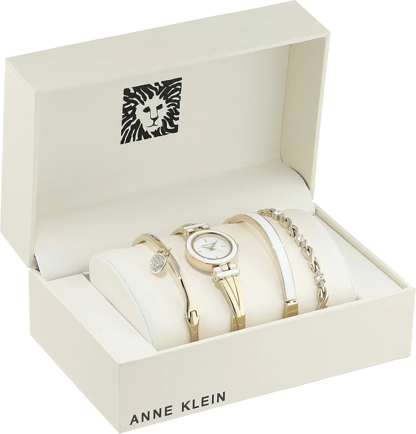 Anne Klein Women's Bangle Watch and Premium Crystal Accented Bracelet Set
