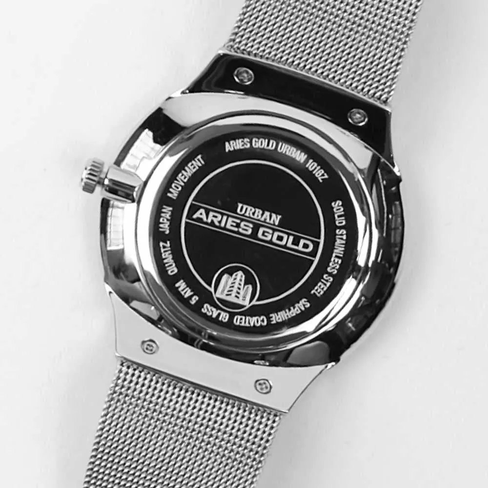ARIES GOLD MULTIFUNCTION QUARTZ STAINLESS STEEL TRAVELLER G 1016Z S-BK MEN'S WATCH