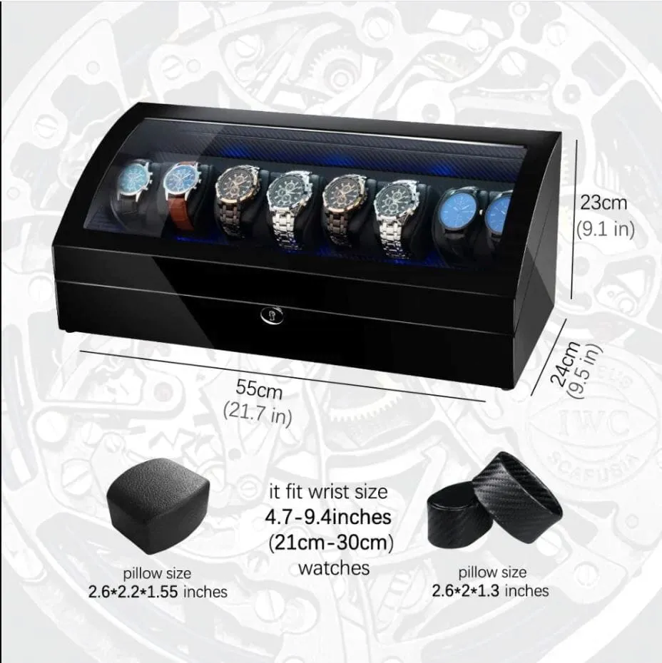 Avoca Watch Winder Box for 8   8 Watches in Black