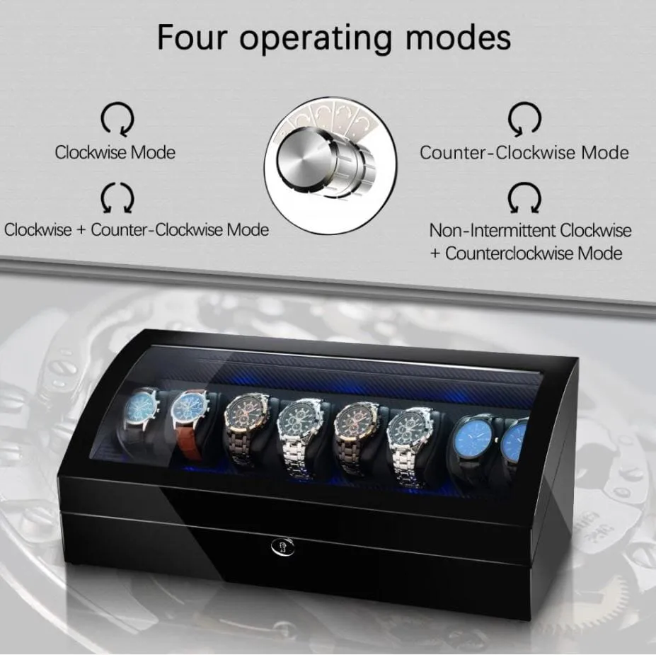 Avoca Watch Winder Box for 8   8 Watches in Black