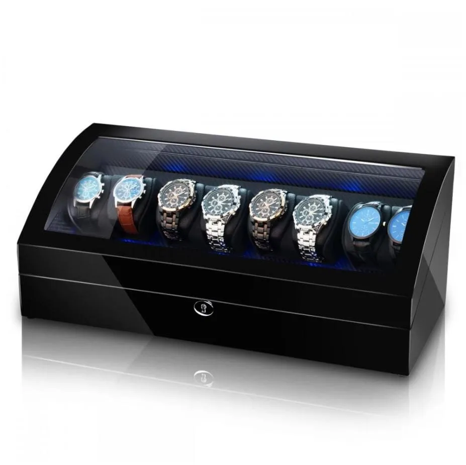 Avoca Watch Winder Box for 8   8 Watches in Black