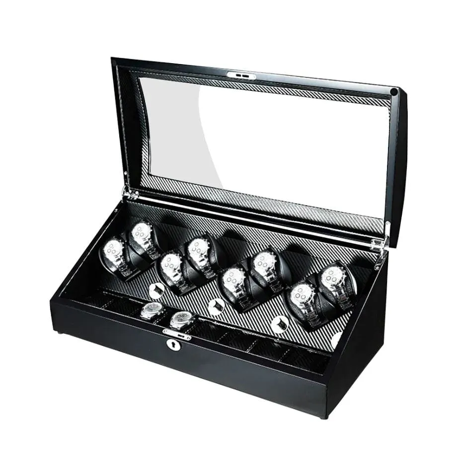 Avoca Watch Winder Box for 8   8 Watches in Black