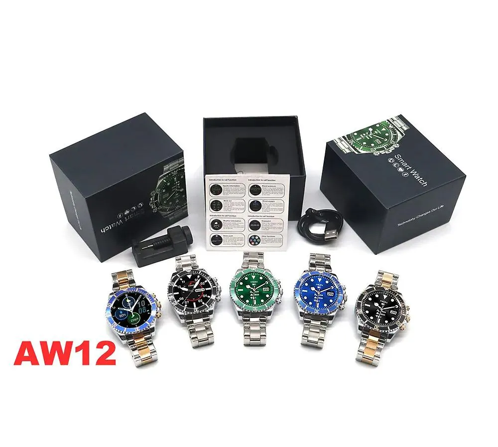 AW12 Smart Watch Multifunction Smartwatch Fitness Sports Waterproof Watches  Steel Wrist Clock Bluetooth Call