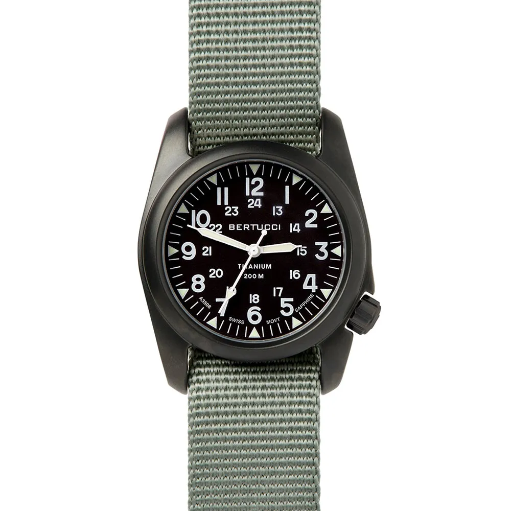 BERTUCCI Mens Classic A-2T Quartz Field 40mm Black Titanium Case Watch - 12028
