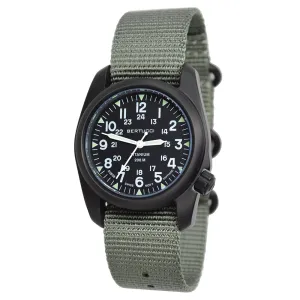 BERTUCCI Mens Classic A-2T Quartz Field 40mm Black Titanium Case Watch - 12028