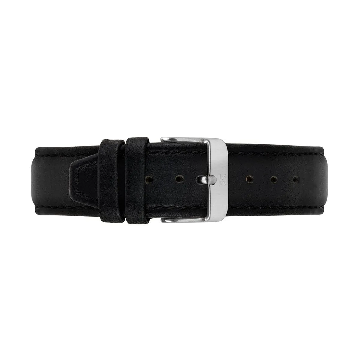 Black Stitched Leather Watch Strap - 20mm Width