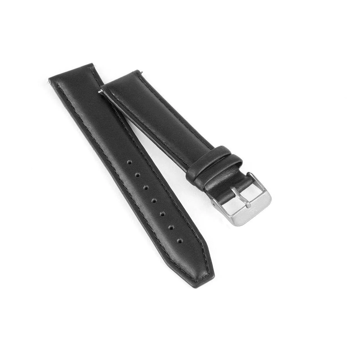 Black Stitched Leather Watch Strap - 20mm Width