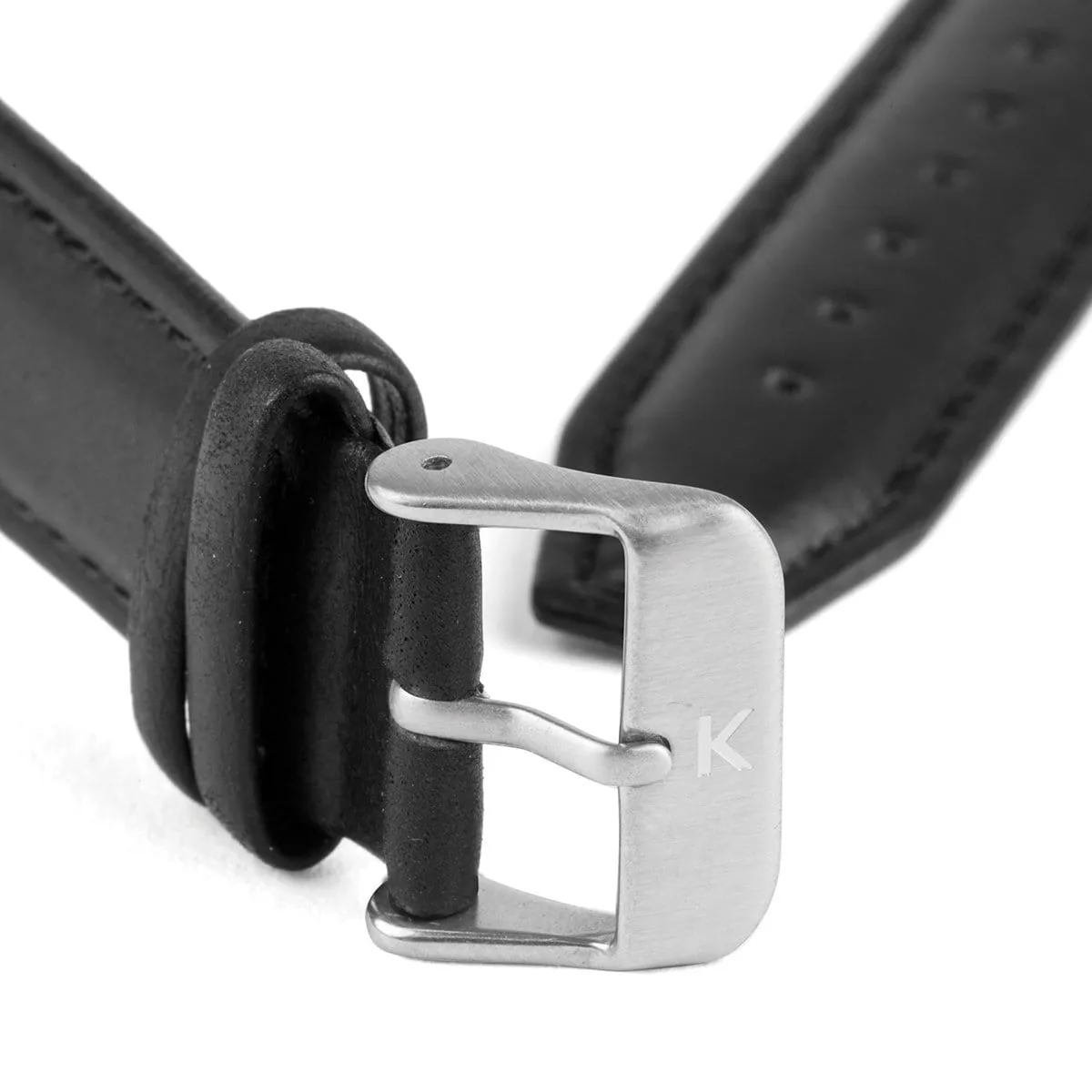 Black Stitched Leather Watch Strap - 20mm Width