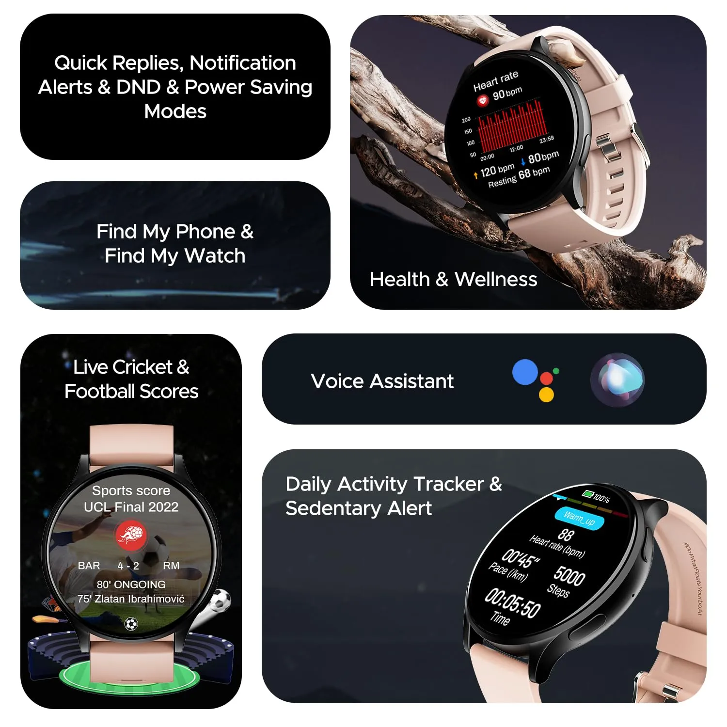 boAt Lunar Orb w/ 1.45" (3.6 cm) AMOLED Display, BT Calling, DIY Watch Face Studio, Coins, Crest App Health Ecosystem, Live Cricket & Football Scores IP67, Smart Watch (Cherry Blossom)