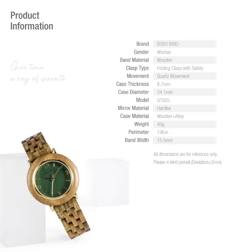 BOBO BIRD MINIMALIST CREATIVE DESIGN VINTAGE WOMEN'S WATCH