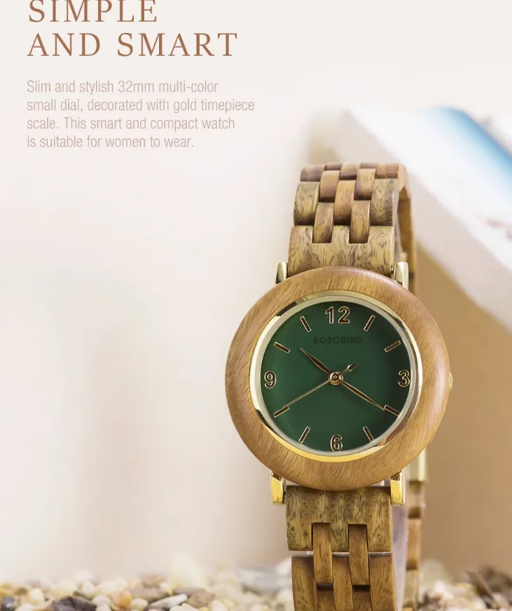 BOBO BIRD MINIMALIST CREATIVE DESIGN VINTAGE WOMEN'S WATCH
