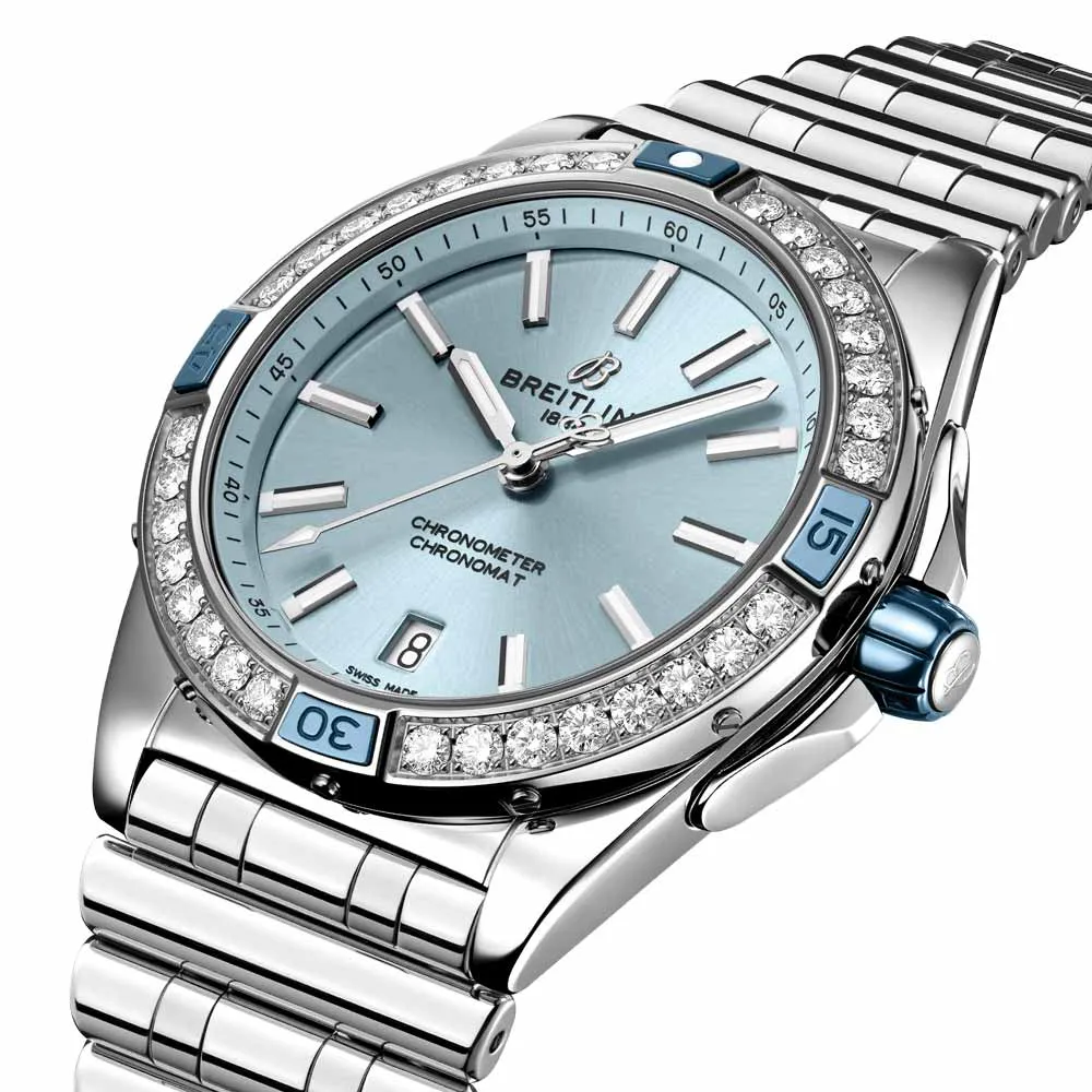 Breitling Super Chronomat 38mm Blue Dial Automatic Ladies Watch A17356531C1A1
