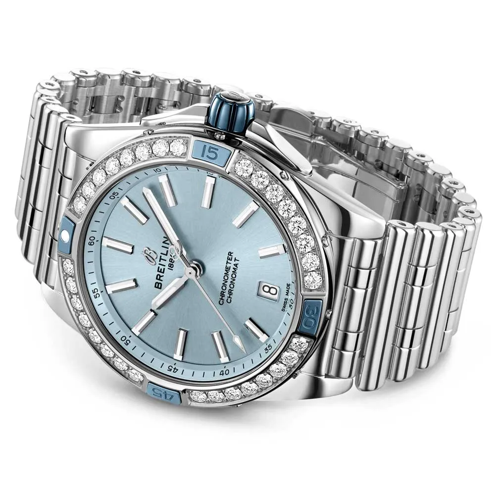 Breitling Super Chronomat 38mm Blue Dial Automatic Ladies Watch A17356531C1A1