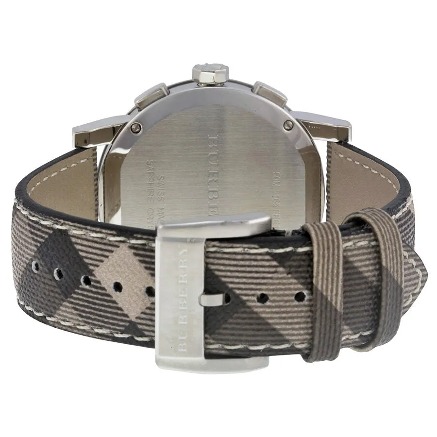 Burberry Brown Impressed Check Dial Check Fabric Strap Men's Watch BU9361