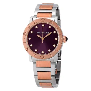 Bvlgari Bvlgari Automatic Purple Diamond Dial Steel and 18K Pink Gold Ladies Watch 102622