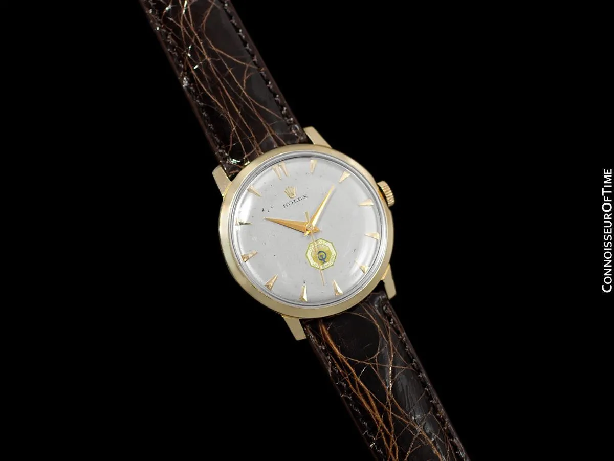 c. 1964 Rolex Vintage Mens Handwound Dress Watch, Optimists International - 14K Gold