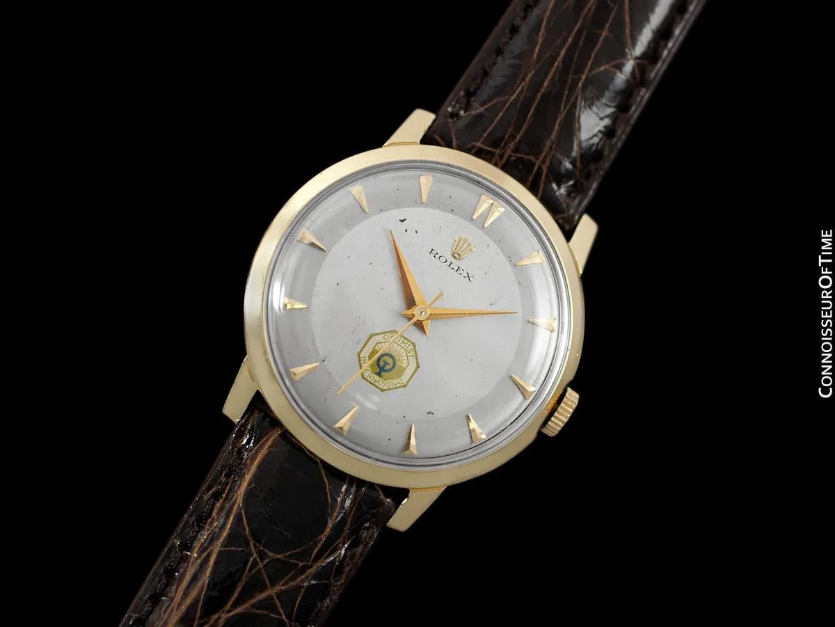 c. 1964 Rolex Vintage Mens Handwound Dress Watch, Optimists International - 14K Gold