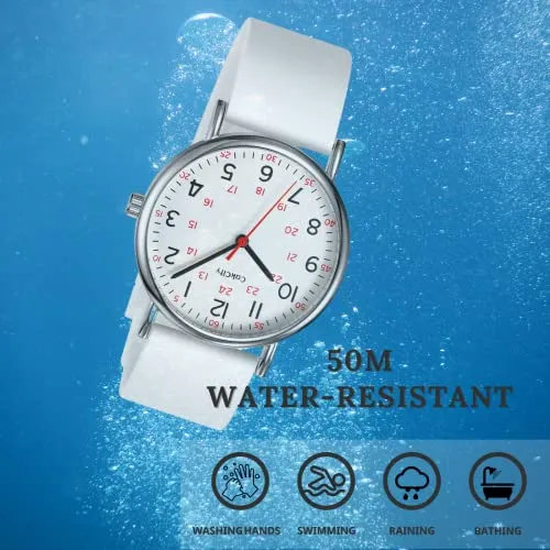 CakCity Nurse Watch for Medical Professionals, Students,Doctors, Women Men, 38mm Watch, Easy to Read Dial, Second Hand and 24 Hour,Soft and Breathable Silicone Band,Water Resistant