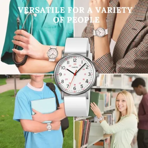CakCity Nurse Watch for Medical Professionals, Students,Doctors, Women Men, 38mm Watch, Easy to Read Dial, Second Hand and 24 Hour,Soft and Breathable Silicone Band,Water Resistant