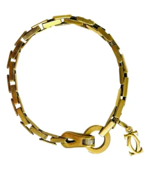 Cartier 18k Gold Agrafe Bracelet & Logo Charm