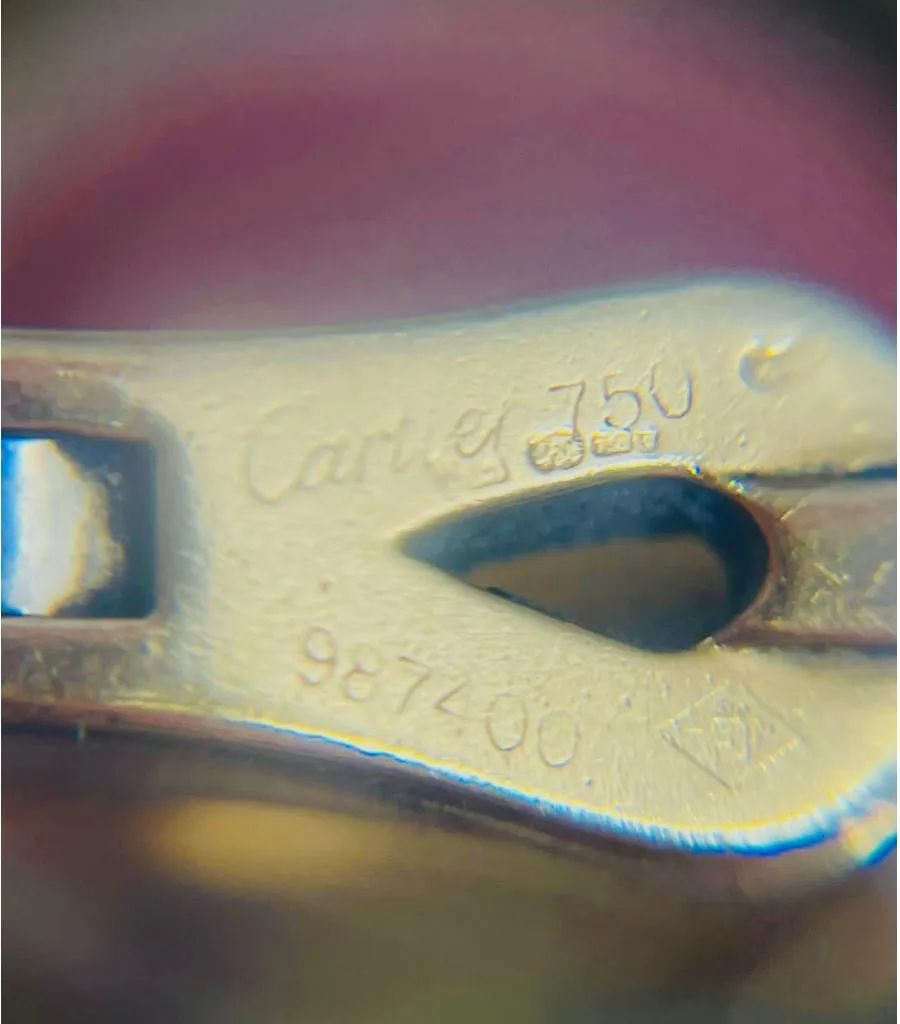 Cartier 18k Gold Agrafe Bracelet & Logo Charm