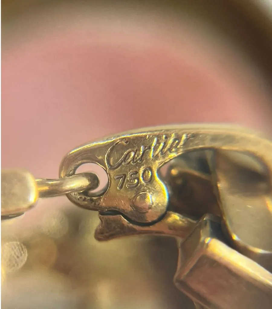 Cartier 18k Gold Agrafe Bracelet & Logo Charm
