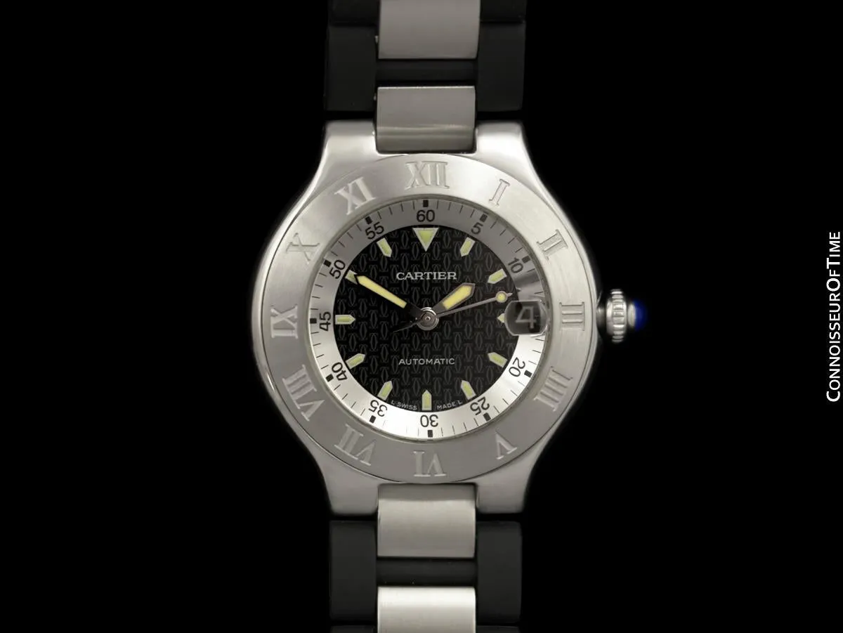 Cartier 21C Mens Autoscaph Automatic Watch, Ref. 2427 - Stainless Steel