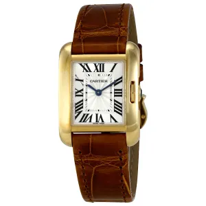 Cartier Tank Anglaise Small Silver Dial Ladies Brown Leather Strap Watch W5310028