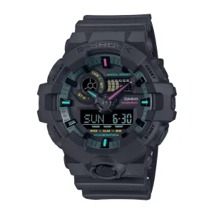 Casio G Shock Duo Multi-Fluro S/Watch Alarm 200MBlack Face And Resin Band GA700MF-1A