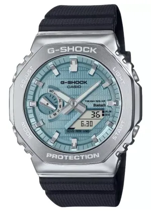 CASIO G-SHOCK METAL SOLAR BLUETOOTH BLUE DIAL BLACK BAND GBM2100A-1A2
