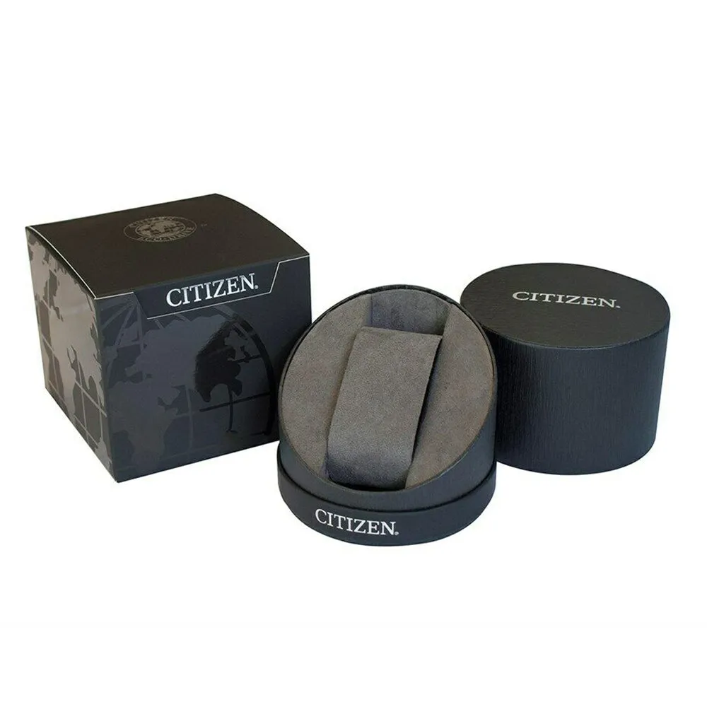 Citizen Eco-Drive Mens Chronograph Two-Tone Bracelet Band Black Quartz Dial Watch - AT2434-54E