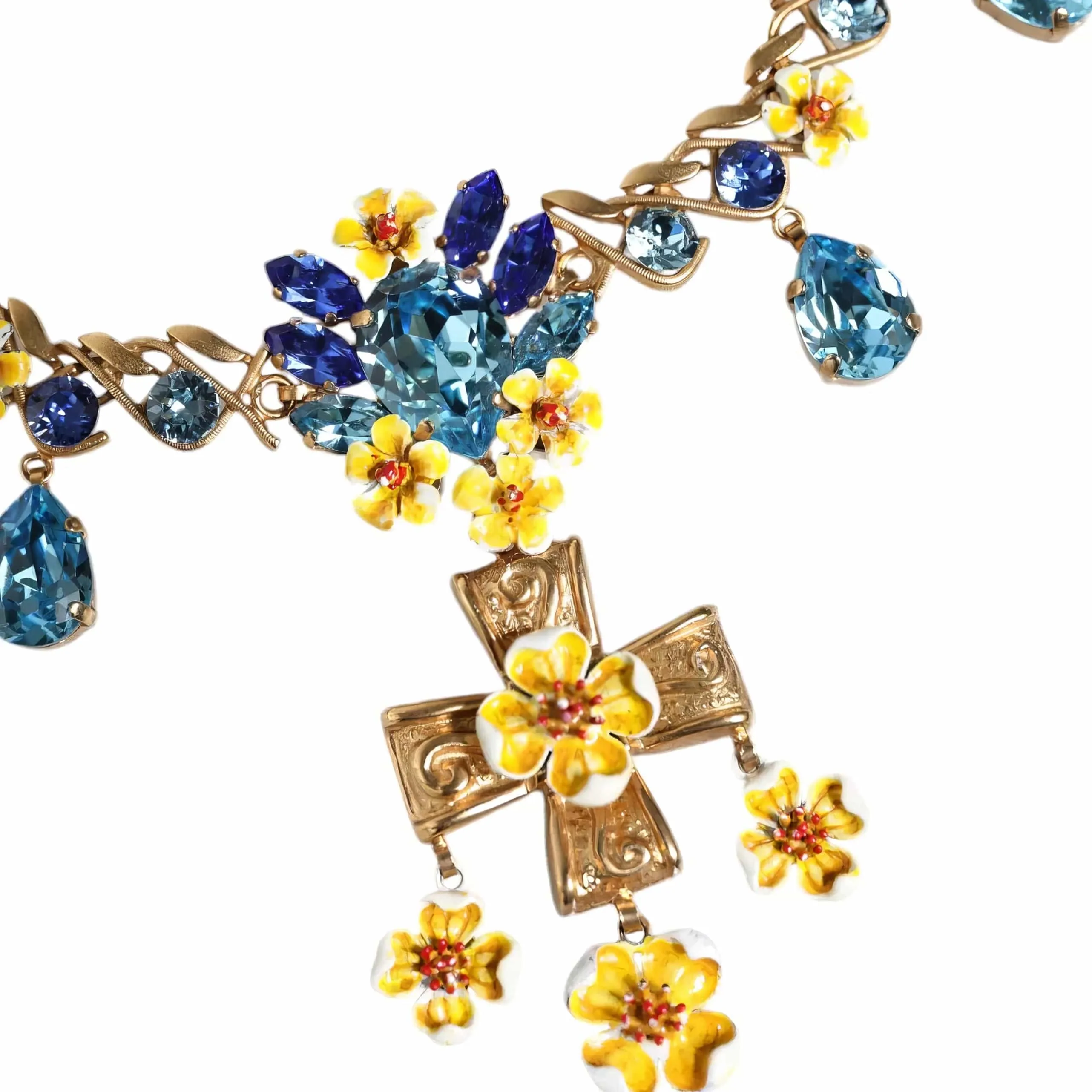 Cross Pendant Necklace With Crystal Embellishments