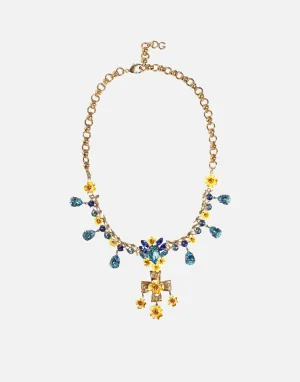 Cross Pendant Necklace With Crystal Embellishments