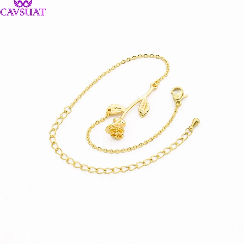 Dainty Rose Flower Charm Bracelets For Women Girl